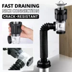 Flip Top Anti-Odor Drain Pipe Set Kitchen Sink Drain Retractable Deodorizing Filter Flexible Downspout Bathroom Anti Clogging 6