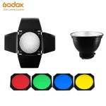 Photography Studio Flash Accessory Godox BD-04 Barn Door with Honeycomb Grid + 4 Color Gel Filter For Bowen Standard Reflector 5