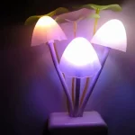 Novelty Mushroom Fungus Night Light EU & US Plug Light Sensor 220V 3 LED Colorful Mushroom Lamp Led Night Lights 4