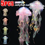Jellyfish Colorful Nightlight Button Battery Hanging Ceiling Lantern with Ribbon&Bead LED Bulbs for Children Bedroom