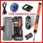Wireless USB Soldering Iron Kit Replaceable C200S Tip 5-Gear 260-420℃ Auto Sleep Mode 1000mAh Type-C Rechargeable Welding Tool