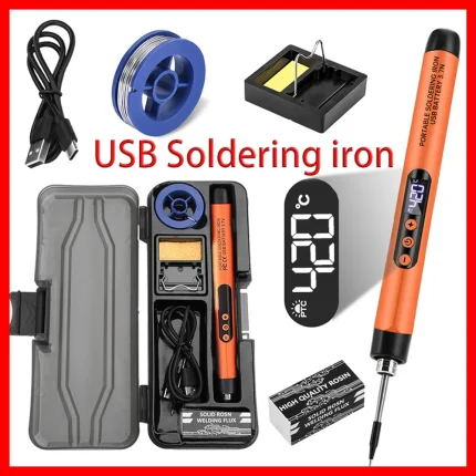 Wireless USB Soldering Iron Kit Replaceable C200S Tip 5-Gear 260-420℃ Auto Sleep Mode 1000mAh Type-C Rechargeable Welding Tool