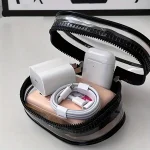 Portable Mini Clear Zipper Storage Bag - Space-Saving Organizer for Earphones & Chargers, Versatile with Handy Keychain Loop 3
