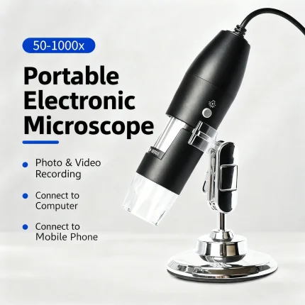 USB Digital Microscope,real 50X-1000X,8 LED Magnification Endoscope Camera with Carrying Case & Metal Stand,soldering microscope