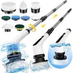 9 in 1 Multifunctional Handheld Electric Cleaning Brush With Telescopic Function, Bathroom Floor And Kitchen Cleaning Tool
