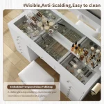 55" W Vanity Desk, Makeup Vanity with Charging Station, 15 Drawers with Lighted Mirror, 3 Lighting Modes, Brightness 6