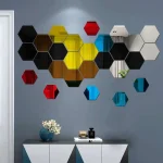 6/12pcs 3D Hexagon Mirror Wall Sticker Rose Gold DIY TV Background Living Room Stickers Wall Decor Bedroom Bathroom Home Decor 3
