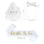 Bridal Party Set Of 3 Accessories Bride Sash With Tiara And Veil For Bachelorette Wedding Shower Decorations 4