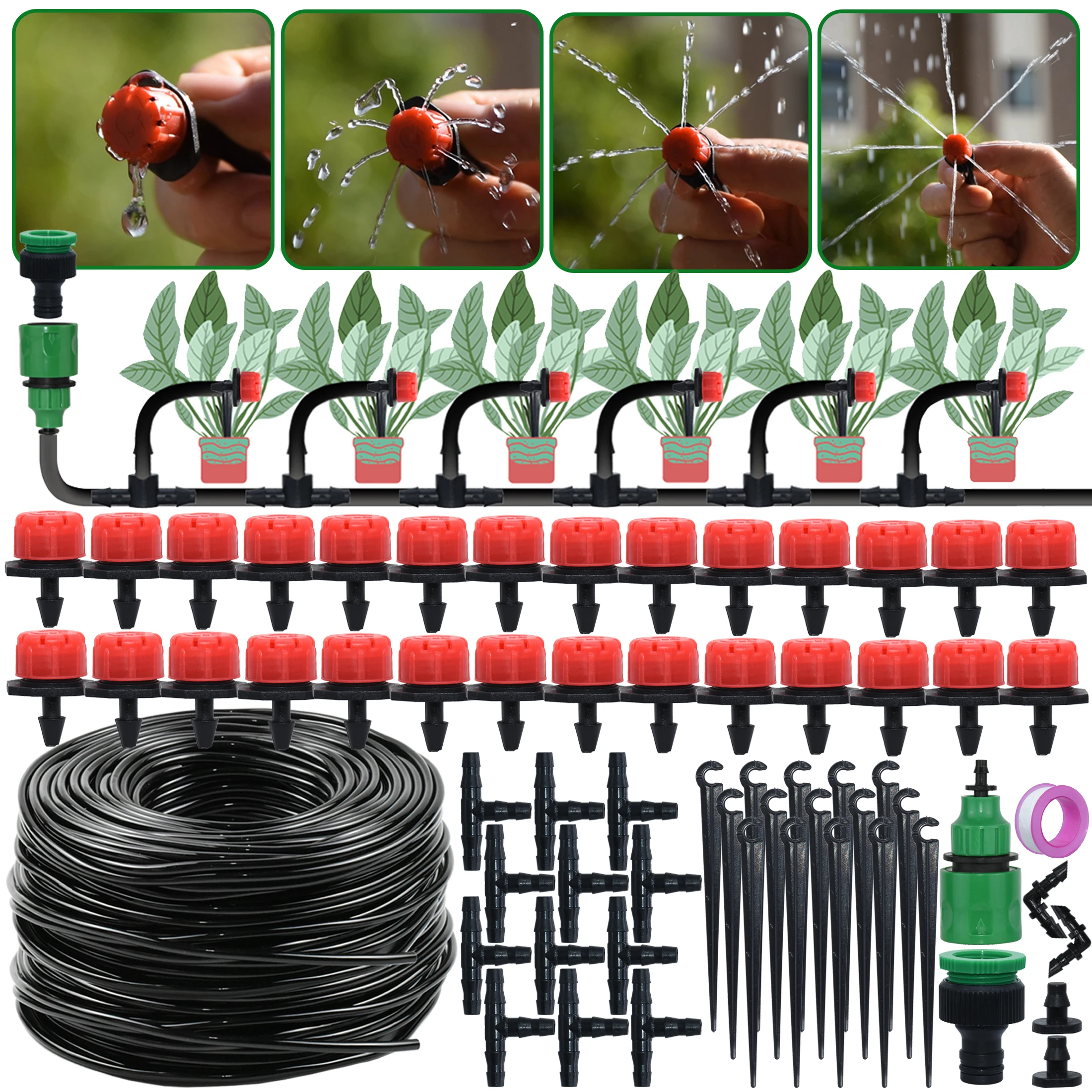 KESLA Garden Drip Irrigation Automatic Watering System Kit 1/4'' Nozzles for Bonsai Pot Plant Lawn Flower Vegetable Greenhouse KESLA Garden Drip Irrigation Automatic Watering System Kit 1/4'' Nozzles for Bonsai Pot Plant Lawn Flower Vegetable Greenhouse