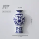 Ceramic vase, antique blue and white porcelain flower container, lucky bamboo, living room and home decoration, wall hanging 5