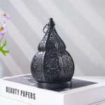 1PC, European-style ironwork hollowed-out gourd-shaped decorative candlestick, Moroccan decorative style candlestick 2