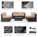 7 Piece Outdoor Patio Furniture Set, PE Rattan Outdoor Grey Wicker Furniture, Outdoor Sectional Furniture Chair Set with Cushion 2
