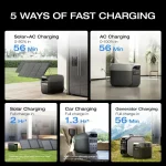 DELTA 3 Portable Power Station, Full Charge in 43 Min, 1024Wh LiFePO4 Battery, 1800W AC/100W USB-C Output, Solar Generator 3