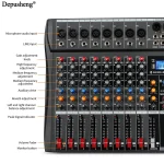 Professional Audio Mixer Depusheng DX8 8Channel Sound Board Console with Bluetooth USB PC Recording Input 48V POWER 3