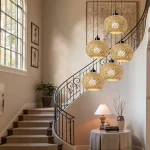 Bamboo Pendant Lamp Natural Rattan Chandeliers E27 Hand-knitting Café Restaurant Living Room Decor Hanging Lamp Indoor 6