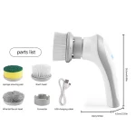Handheld Scrubber Brush 360 Degree Rotation Electric Brush Cleaner 3 Replaceable Brush Heads Bathroom Kitchen Cleaner 5
