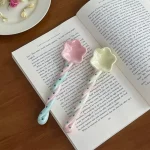 Ceramics Long Handled Spoon New Instagram Style Household Stirring Spoon Hand Painted Flower Shaped Coffee Spoon 3