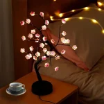 Table Tree Night Light USB/Battery Powered Touch Switch Artificial Bonsai Cherry Blossom Desktop Tree LED Lamp Light Decoration 3