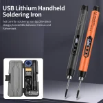 Wireless USB Soldering Iron Kit Replaceable C200S Tip 5-Gear 260-420℃ Auto Sleep Mode 1000mAh Type-C Rechargeable Welding Tool 2