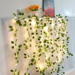 Flower Green Leaf String Lights Artificial Vine Fairy Lights Battery Powered Christmas Tree Garland Light for Weeding Home Decor 3