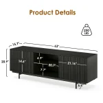 Mid Century Modern TV Stand for TVs Up to 75", Farmhouse Fluted TV Stand, Retro Wood TV Stand with Storage and Shelf 3