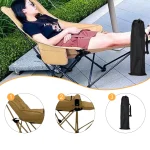Outdoor Folding Lounge Chair with Foot Support Reclining Chaise Fishing Beach Chair Adjustable Angle for Garden Lawn Patio 4