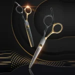 Professional Hair Cutting Scissors, Home Hair Cutting Barber/Salon Thinning Shears, Stainless Steel Hairdressing Black Golden 3