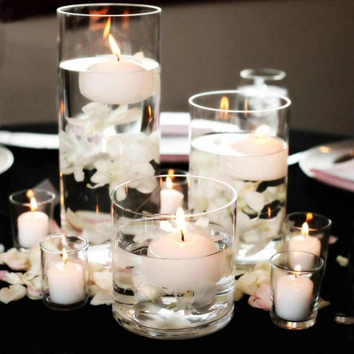 Large capacity Cylinder Wedding Glass Cup Candlestick Straight Tube Glass Vase Dining Table Candle Decoration Art Storage Jar Large capacity Cylinder Wedding Glass Cup Candlestick Straight Tube Glass Vase Dining Table Candle Decoration Art Storage Jar