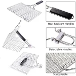 Barbecue Basket Stainless Steel Detachable Folding Square Grill For Roasting Fish Shrimp And Kabob Vegetables On The Stove 2