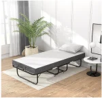 Folding Bed with Mattress Portable Foldable Guest Beds Cot Size Rollaway Beds for Adults with Luxurious Memory 5 Inch Foam Mattr 2