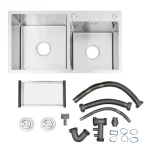 Stainless Steel Double Bowl Drop-in Kitchen Sink Noise Reduction Efficient Drainage Anti-Condensation Easy to Clean 4