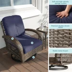 HOOMIC 3 Pieces Patio Furniture Set, Patio Bistro Set, Outdoor Rotating Rocking Chair Set, Cozy and Padded Cushions Alleiwe 2