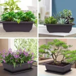 Rectangular Square Flowerpots Imitation Purple Clay Succulent Plants Pots Oval Pots Outdoor Garden Landscape Bonsai Pot Trays 4