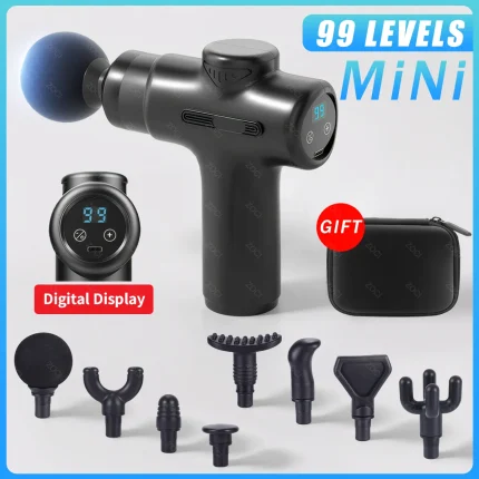 Mini 99 Levels Fascia Gun Handheld Portable Massage Gun Vibration Digital Display Muscle Massager Deep Tissue Massager for Body