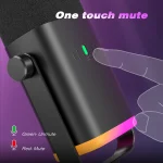 FIFINE USB/XLR Dynamic Microphone with Touch Mute Button,Headphone jack,I/O Controls,for PC PS5/4 mixer,Gaming MIC Ampligame AM8 5