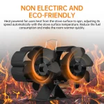 Dual Head 6 Blade Heat Powered Stove Fan with Carrying Handle and Overheating Protection Portable Heat Fan 3