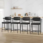2PCS Modern Bar Stools Set with Back & Upholstered Wider Seat, Metal Bar Stools with Footrest for Kitchen Island Easy Assembly 3