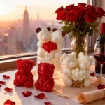 Love Rose Bear Silicone Candle Mold Handmade Valentine's Day Gifts Gypsum Resin Mould DIY Home Decoration Crafts Making Molds 4
