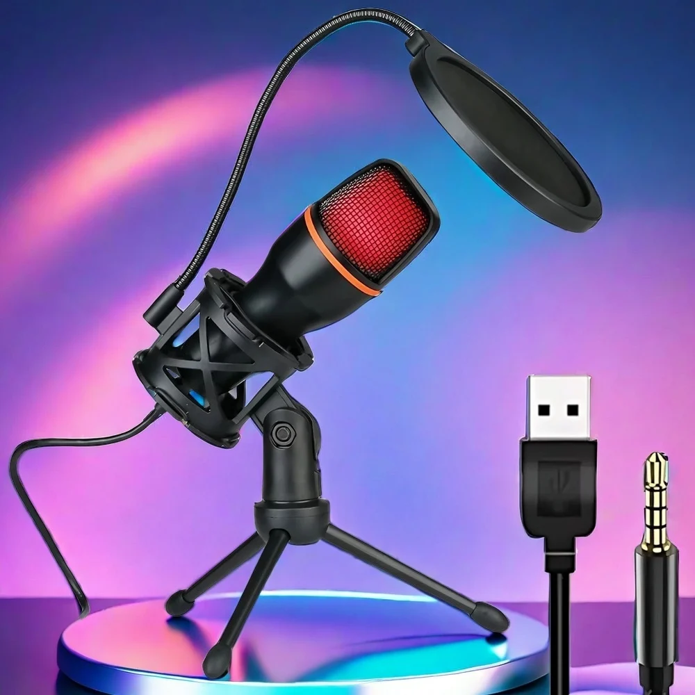 Professional Condenser Microphone Kit, RGB Lighting & Tripod Stand, Perfect for Streaming, YouTube, Podcasts & Recording Professional Condenser Microphone Kit, RGB Lighting & Tripod Stand, Perfect for Streaming, YouTube, Podcasts & Recording