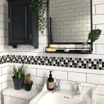 Mosaic Bathroom Waist Line Wall Stickers Waterproof Peel & Stick Art Backsplash Kitchen Office Skirting Line Decor Wallpaper 2