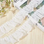 2 Yards Black White Pink Fold Wave Embroidery Lace Fabric Trim DIY Clothing Daily Home Decoration Accessory 5CM Wide 3
