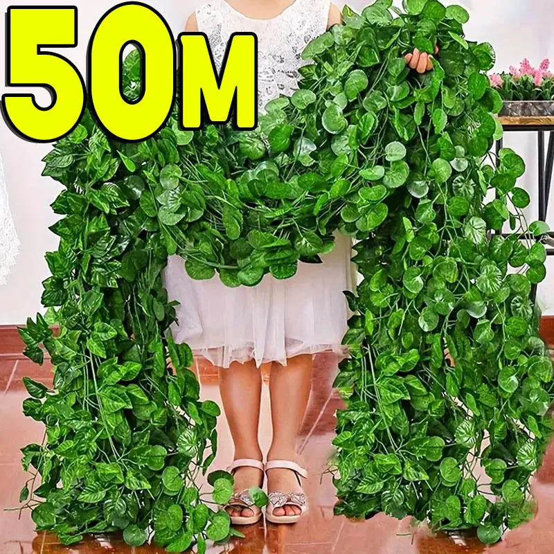 Artificial Green Leaves Ivy Vine Garland Creeper Rattan Fake Leaf Plants Hanging Garlands for Garden Wedding Party Home Decor Artificial Green Leaves Ivy Vine Garland Creeper Rattan Fake Leaf Plants Hanging Garlands for Garden Wedding Party Home Decor