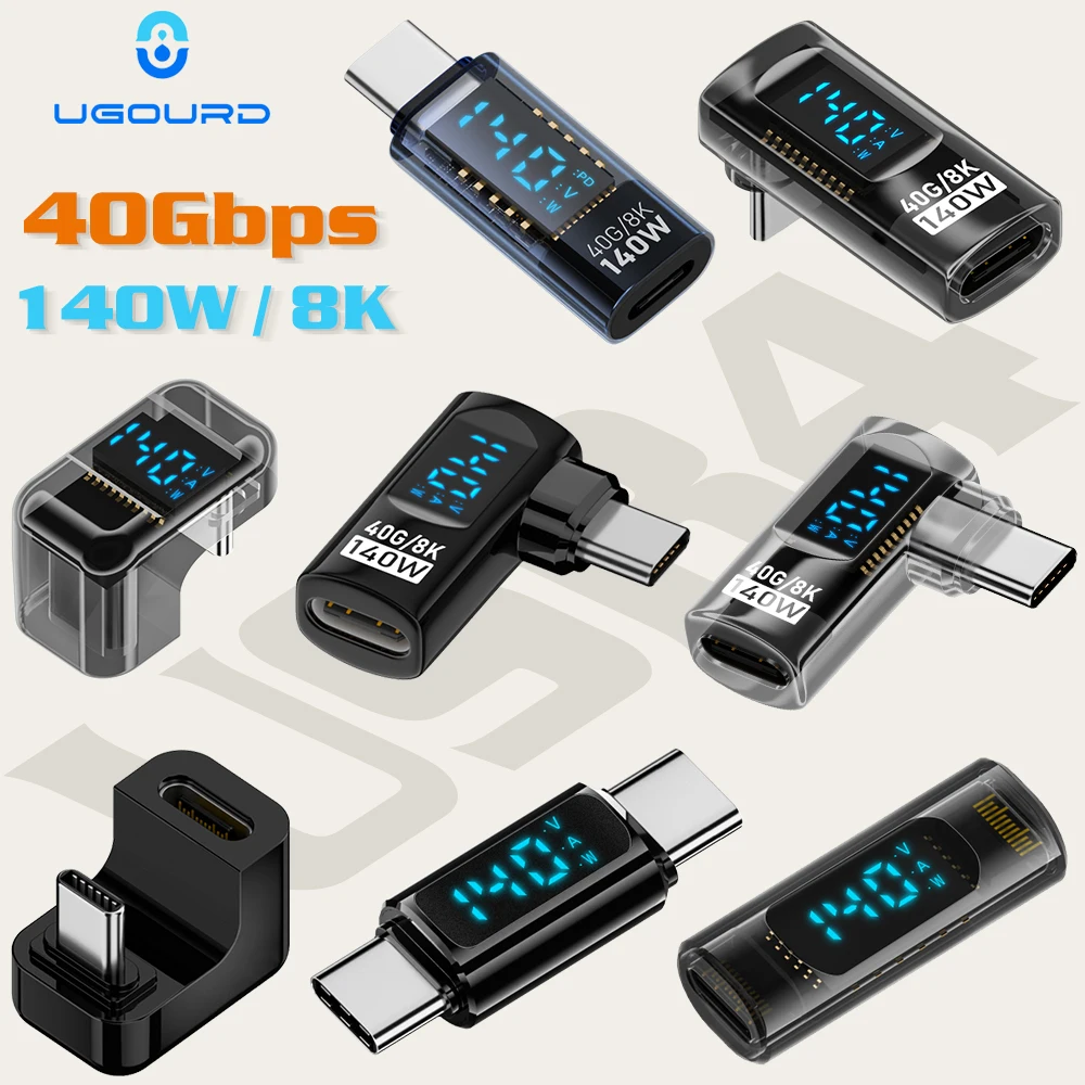 USB 4 Type C Adapter 40Gbps 140W 90 Degree USB C Adapter for Thunderbolt 4 3 Cable Connector Right Angle U Shape Digital Display USB 4 Type C Adapter 40Gbps 140W 90 Degree USB C Adapter for Thunderbolt 4 3 Cable Connector Right Angle U Shape Digital Display