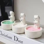 Ins Cartoon Cat Fire Ceramic Candlestick Crafts Household Decoration Atmosphere Holiday Gift High Temperature Resistance 4