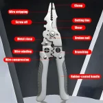 8.5 Inch Multi Functional Industrial Wire Stripper Cutter Crimper Heavy Duty Stainless Steel Electrical Pliers Ergonomic Grip 3