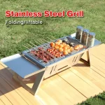 Stainless Steel Barbecue Stove Outdoor Charcoal Folding Barbecue Rack Household Small  Folding Carbon Barbecue Skewer Stove  bbq 6