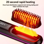 Rechargeable Hair Straightener Brush, Ionic Straightening Comb with 20s Fast Heating, 3 Temp Settings & Auto-Off for Home Salon 5