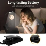 LED Book Light Reading Light Eye Caring Clip-on USB Rechargeable Dimmable Light Lamp Adjustable Flexible Night Reading Lamp 5