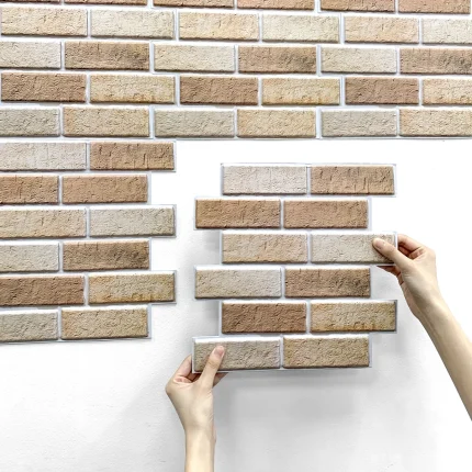 3D Wall Sticker Self-adhesive Faux Brick Wall Panel Peel and Stick Tile Backsplash for Kitchen Bedroom Waterproof Tile Sticker