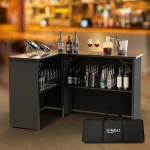 45" Commercial Grade Portable Bar Table for Events, Mobile Bartending Station, Outdoor Indoor Pop Up Bar Table with Skirt PP 2